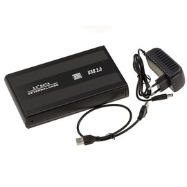 External Enclosure for 3.5 inch SATA Hard Drive, with Power Supply, Grey Aluminium