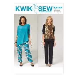 KWIK-SEW PATTERNS K4143 Misses' Tops & Pants, (X-Small-X-Large)