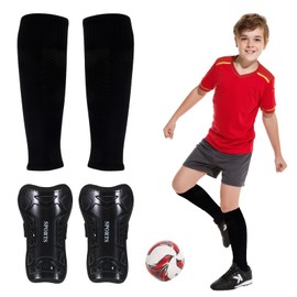 Football Shin Guards and Shin Pad Socks, Breathable Soccer Kids Shin Pads, Soccer Leg Warmers Anti-Shock Accessories for Boys Girls Teenagers Football Games Leg Calf Protective Gear