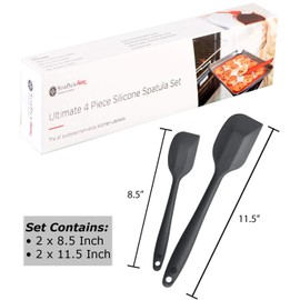 StarPack Premium Silicone Spatula Set (2 Small, 2 Large) - High Heat Resistant to 600Â°F, Hygienic One Piece Design, Non Stick Rubber Cooking Utensil Set (Gray Black)