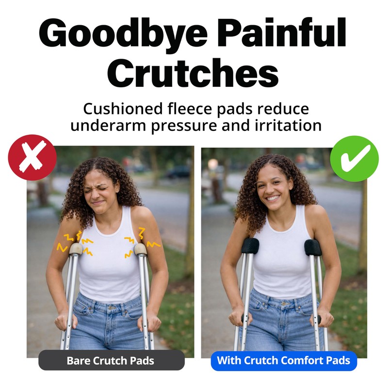 Universal Crutch Underarm Pad Covers - Luxurious Soft Fleece with