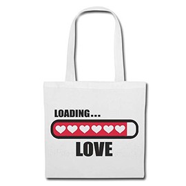Reifen-Markt Tasche Umhängetasche LADEBALKEN LOADING LIEBE - VALENTINSTAG - LIEBE - HOCHZEIT - VERLOBUNG Einkaufstasche Schulbeutel Turnbeutel in Weiß