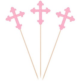 Juego de 10 varillas de centro de mesa con purpurina para bautizo, decoración de fiesta