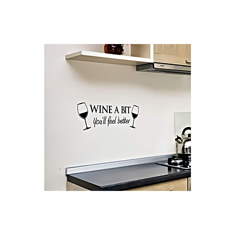 WINE A BIT KITCHEN Vinyl Wall Quote Sticker BY Cols