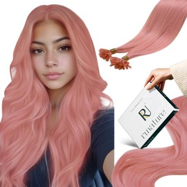 RUNATURE Pink U Tip Hair Extensions Human Hair Pink Keratina U Tipped Hair Extensions Real Pink Hair Extensions 16 Inch 20 Gram