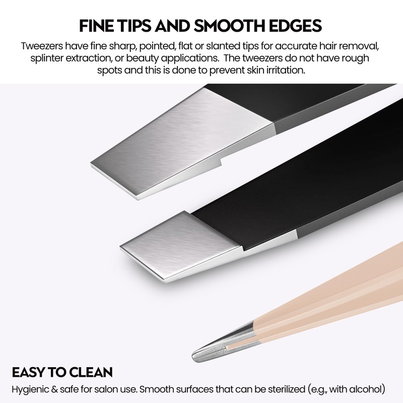 J&J Tweezer Set Tweezers Men, Eyebrow Plucker, Professional Stainless Steel