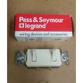 Pass & Seymour Combo Double Switch Light Almond = Two 1 Pole 15A Decor Switches - USA