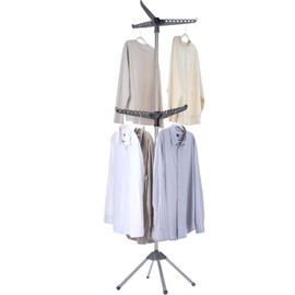 CASAMAYA Clothes Drying Rack Foldable, 74.8 inch 2 Tier Laundry Drying Rack with Rotating Clothes Rail for 54 Pieces of Clothes, Space Saving, Indoor, Stainless Steel, Grey and Silver CDR002G01