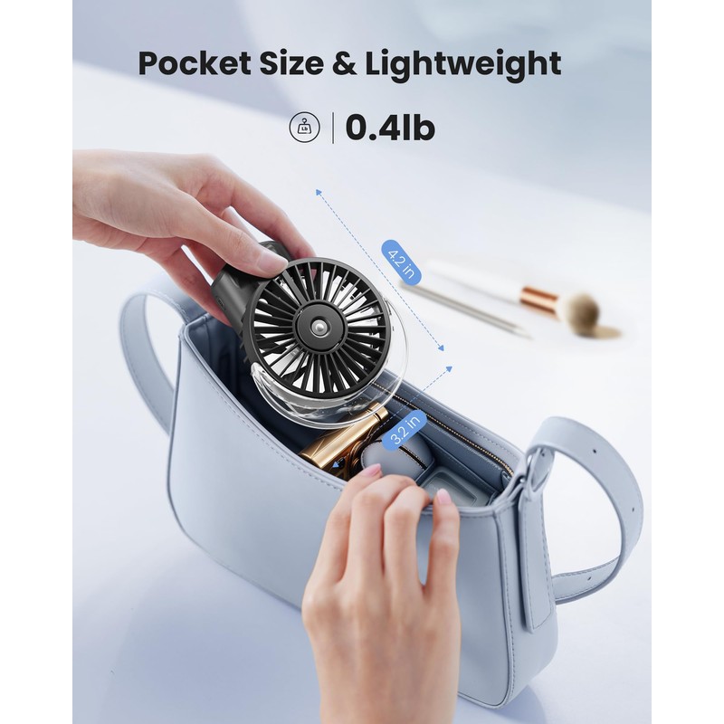 Gaiatop Portable Misting Fan, 180° Foldable Handheld, 3 Speeds USB