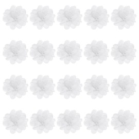 PATIKIL Chiffon Flowers, 20Pcs 2" Sewing Fabric Flower Appliques Embellishments for DIY Crafts Clothing Headbands Wedding Party Decoration, White