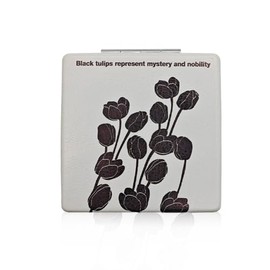 Cute Cherry Flower Compact Magnifying Makeup Mirror for Travel Cartoon Cute Tulips Handheld Foldable Mini Pocket-Sized Magnified Personal Mirror (Tulips 4)