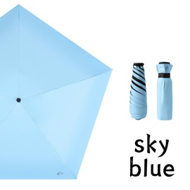 ANNIE MO Carbon fiber black rubber sunscreen umbrella UPF50|Ultra lightweight and portable|Panda silicone umbrella box (sky blue)