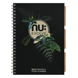 Nu Notebooks - Evolve Range - Study Planner - Recycled Notebook - A4 Notebook - Spiral Bound - Stationery Notebooks - Professional Notepad - 150 Pages, Black