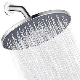 Cabezal de ducha de alta presión de 9", instalación sin herramientas, con 200 boquillas y grandes superficies para una ducha suave (EM-001 cromo/gris oscuro)