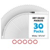 Gamenote 30 Pack White Dry Erase Pockets with 5 Rings,