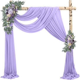 Wedding Arch Draping Fabric 4 Panels 20Ft Length x 28" Width Lilac Arch Drapes Chiffon Fabric Sheer Curtains Backdrop for Party Ceremony Wedding Ceiling Outdoor Indoor Stage Reception Decorations