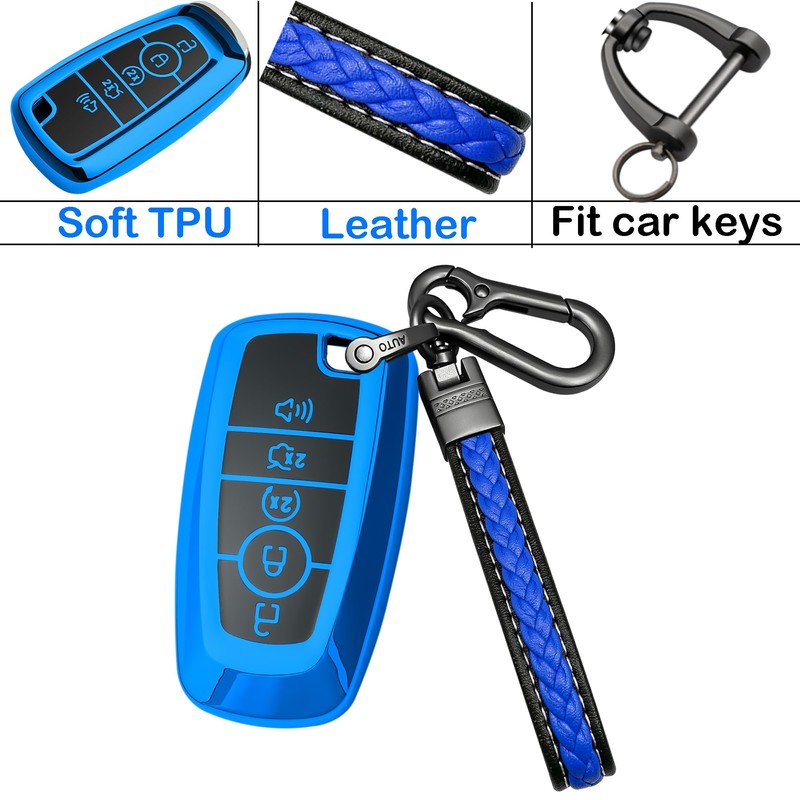 Yonmcfn for Ford Key Fob Cover with Keychain,TPU Protective Case
