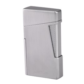 Lotus Apollo Cigar Lighter with Double Wind-Resistant Torch Flames, All Metal Housing, Integrated Cigar Punch, Large Flame Adjuster (Chrome & Polished Chrome)