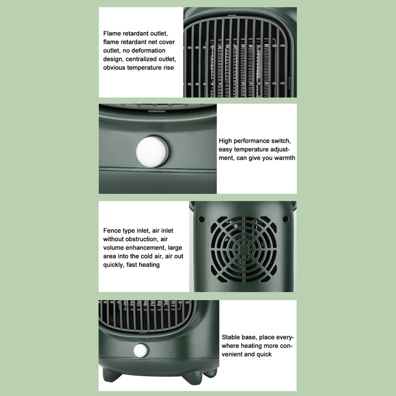 Space Heater Fast Quiet Heating Green Portable Mini Desktop Electric
