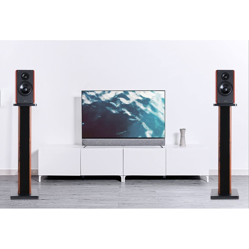 bimiti Wood Grain Speaker Stands 36 Inch Universal Floor Speaker