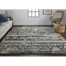 Feizy Rugs - Palomar Luxe Hand Knot Area Rug, Charcoal Gray/Light Beige, 2ft x 3ft
