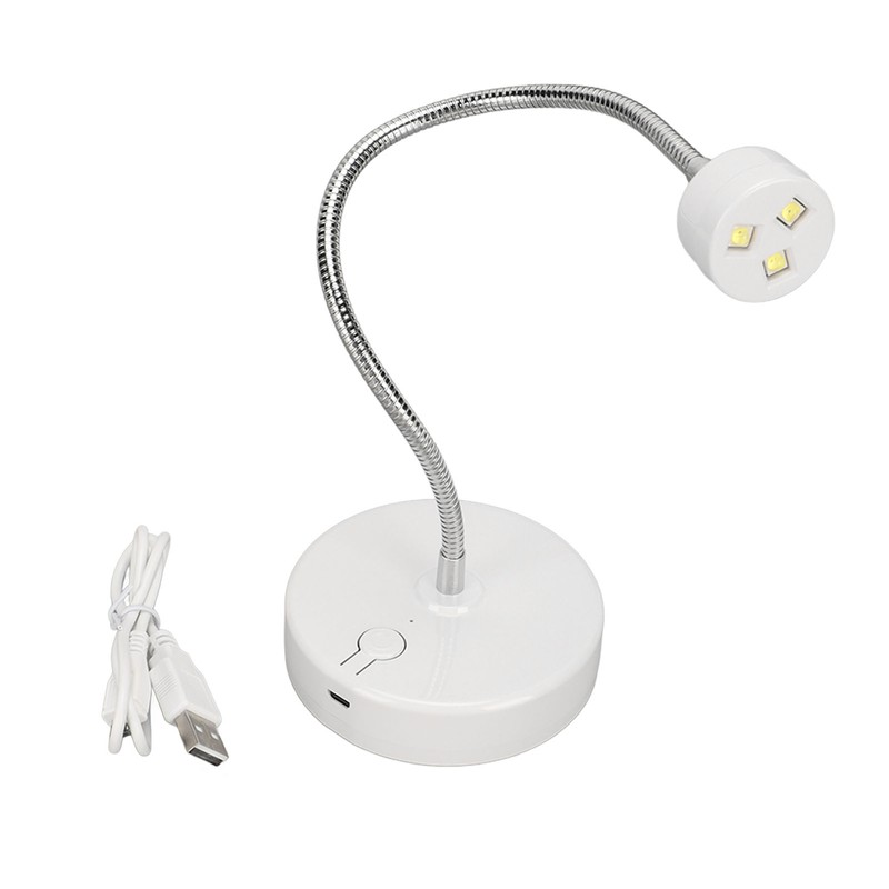 Gooseneck LED Nail Lamp UV 3 Light Chips Rechargeable Nail