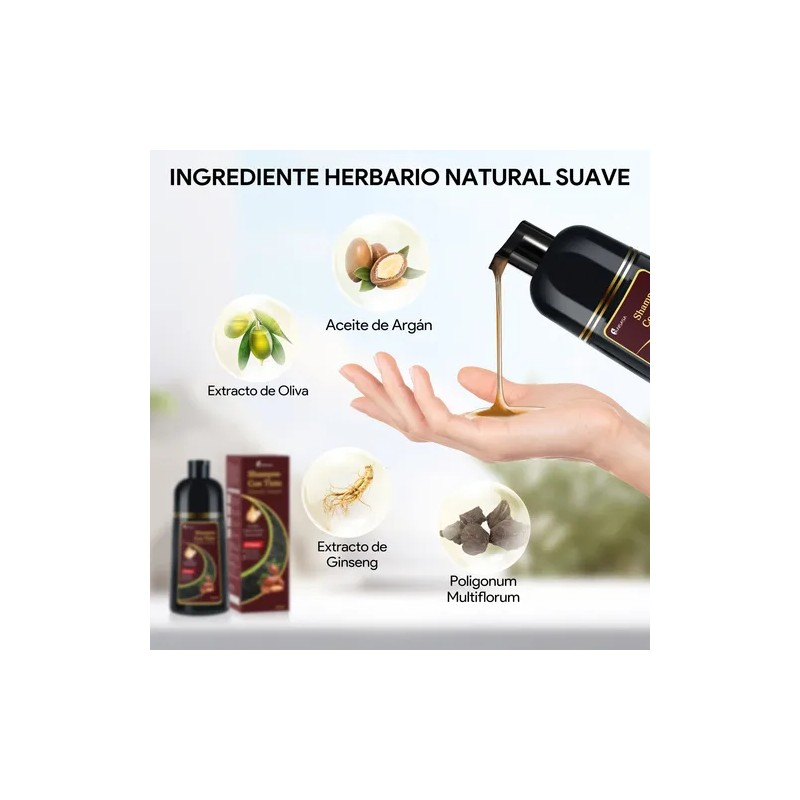 Shampoo Con Aceite De Argán Tinte Cubre Canas-marrón Oscuro