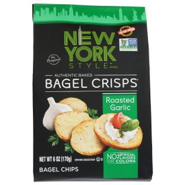 New York Style Brand Bagel Crisps, Roasted Garlic, Baked, Kosher, Non-GMO, 6 Ounce (Pack of 6)