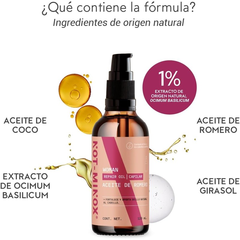 Aceite de Romero Fortalece y aporta brillo al cabello 120ml