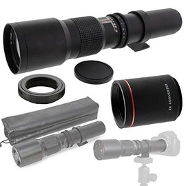 500mm (w/ 2X- 1000mm) f/8-32 HD Preset Telephoto Lens for Olympus Micro Four Thirds System Digital SLR Photo Cameras
