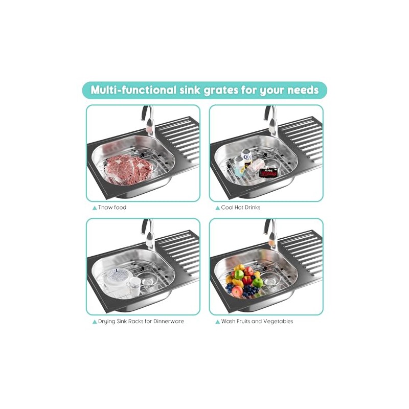 2Pack Sink Protectors for Kitchen Sink 13''x16''&11.2''x14.5'', Sink Rack for