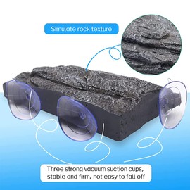 hisunfarm Turtle Floating Basking Platform Aquarium Decorations Decor Artificial Bark with Suction Cups for Tortoise Climbing Platform Resting Terrace Step (Rock Black)
