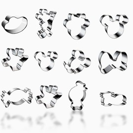 Set of 12 Children's Cookie Cutters, Cute Cartoon Mouse Set, Stainless Steel Christmas Cookie Cutters, DIY Fondant Cookie Bread Cookie Cutter Easter Christmas Mould Decoration