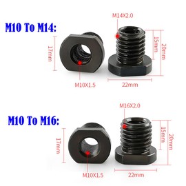 TorSor 2 Pack Angle Grinder Attachment Adapter M10 To M14 + M10 to M16 Thread Shaft Converter Arbor Connector Adaptor For Diamond Polishing Pads Backing Pad Rotary Polisher Drill Bit