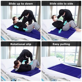 [Hole] Pipe sliding tarpaulins for patient transfer, sliding tarpaulins to support the transfer of elderly people (72 x 120 cm (28 x 47 inches), dark blue)