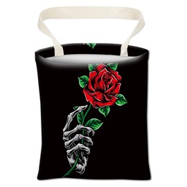 ABUIFDK Car Trash Can, Cute Car Trash Bag, Hanging Car Organizer and Storage Bag, Trash Bin for Car Accessories, Vehicle, Travelling, Camping Cool Skull Hand and Rose