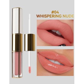 Erinde Brillo de Labios Mate, 2 en 1 líquido Brillo de Labios y Aceite Labial, Barra de Labios Resistente al Agua de Larga Duración, brillo de labios Brillante Con Brillo Líquido, 04#WHISPERING NUDE