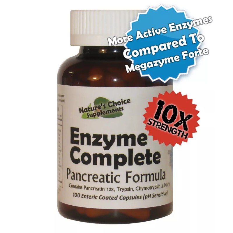 Nature's Choice Supplements Chymotrypsin Enzymes Extra Strength 100 Capsules