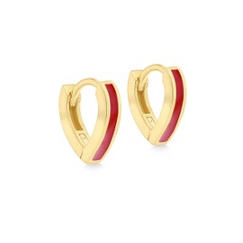 Tuscany Silver Sterling Silver Rhodium Plated or Gold Plated Enamel V Shape Huggie Hoop Earrings, Silver