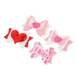 Baluue 4pcs Heart Glitter Hair Bows 's Day Hair Clips for Girls for Ponytails and Buns Adorned and Designs