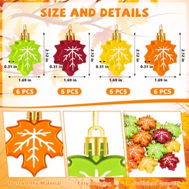 24Pcs Hanging Autumn Decor, 4 Colors Thanksgiving Ornaments for Tree, Mini Hanging Fall Leaf Decor Thanksgiving Tree Ornaments for Autumn Harvest Farmhouse Indoor Outdoor Decorations