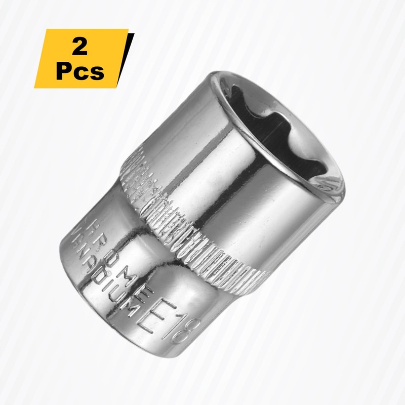 sourcing map 2pcs E-Torx Socket 3/8" Drive E18 External Torx