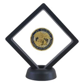 HillSpring Challenge Coins Display Stand, Medallion Jewelry Specimen Holder, Military Medal Clear Floating Frame Case Box