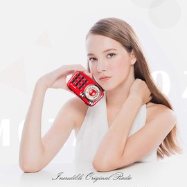 YUMEOUTU Vintage FM Radio with Retro Bluetooth Speaker Red Old Fashioned Classic Style Loud Volume Strong Bass Enhancement with Stereo Sound TF Card MP3 Player (R919)