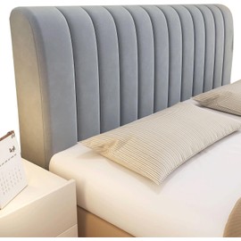 DSXH Headboard sliding cover universal headboard moisture-proof full package modern elastic headboard cover extension dustproof headboard cover protector bedroom decoration (Grey, 180cm)