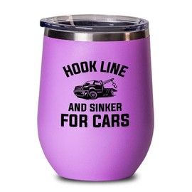 Tow Truck Driver Pink Edition Wine Tumbler 12oz - Hook line and - Trucker Motorist Trucking Worker Driver Transportation