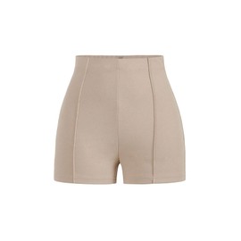 Milumia Women's High Waisted Seam Front Shorts Straight Leg Skinny Yoga Biker Shorts Khaki X-Small