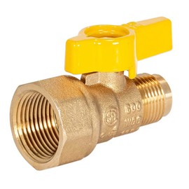 Eastman Straight Gas Brass Ball Valve, 3/4 in FIP x 1/2 in OD Flare Female, 1/4-Turn Handle, 60030