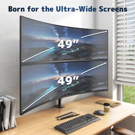 Heavy Duty Dual Monitor-Arm for 17-49'' - Double Vertically Stacked Monitor Mount, Extra Tall Ultrawide Desk Stand Holds up to 44 lbs per Screen, Vesa 75/100, Black