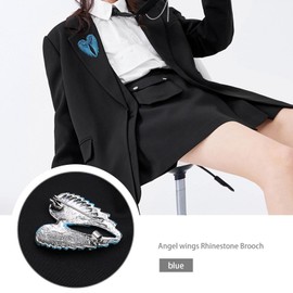 Create idea 4PCS Angel Wing Pin Brooch Rhinestone Bling Stylish Decoration Lapel Pin Badges Pendants Jewelry Accessory for Sweater Coat Scarf Backpacks Blue, 38x30mm, Rhinestone Metal, no gemstone